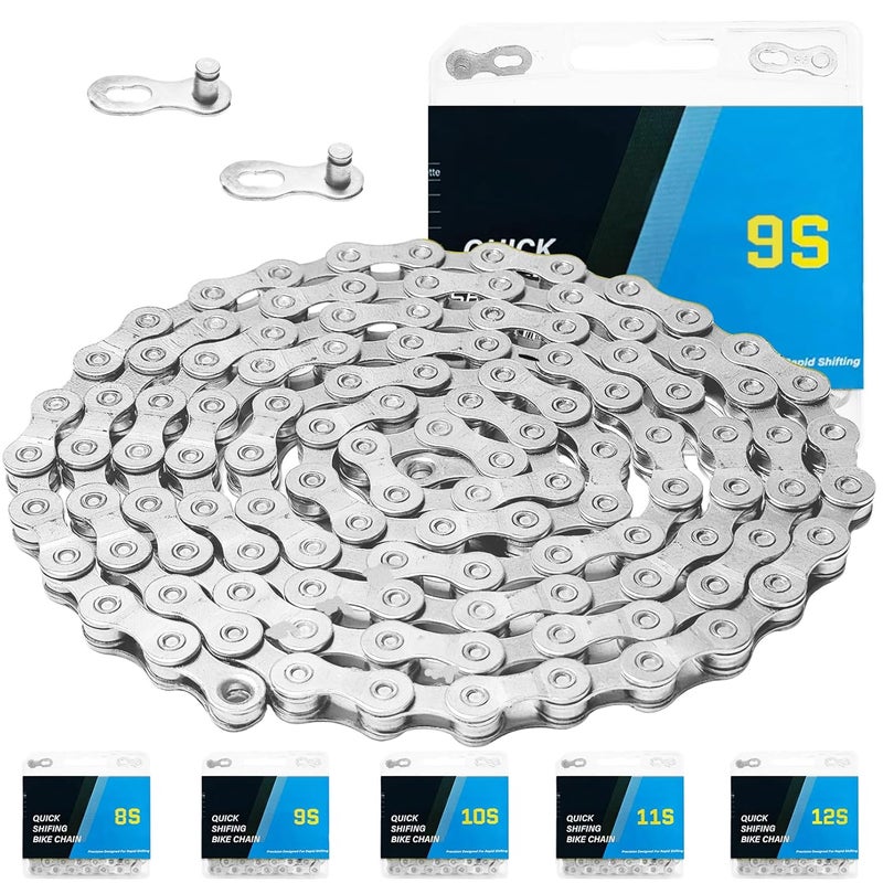 RainFlowwer 6/7/8/9/10/11/12 Speed Bike Chain – High-Strength, Durable & Smooth-Shifting for Road/Mountain Bikes (9-Speed) - Image 1